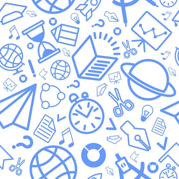 Iconos de la educación patrón lineal azul — Vector de stock