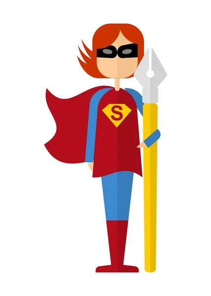 Жіночий копірайтер супергероя — стоковий вектор