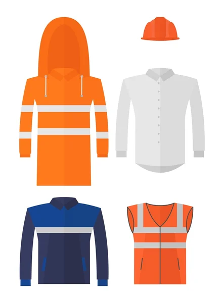 Set of different kinds protective work wear — Stock Vector