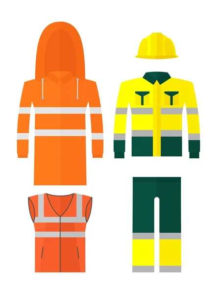 Set of different kinds protective work wear — Stock Vector