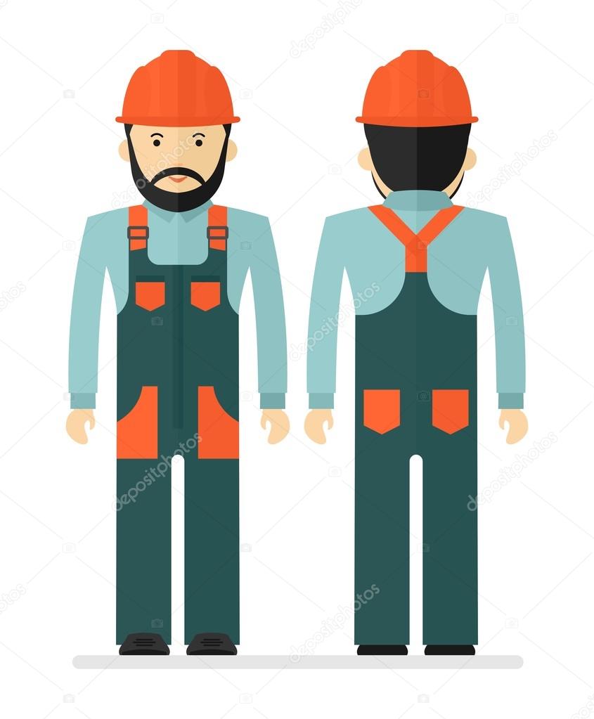 Worker in protectiv overalls