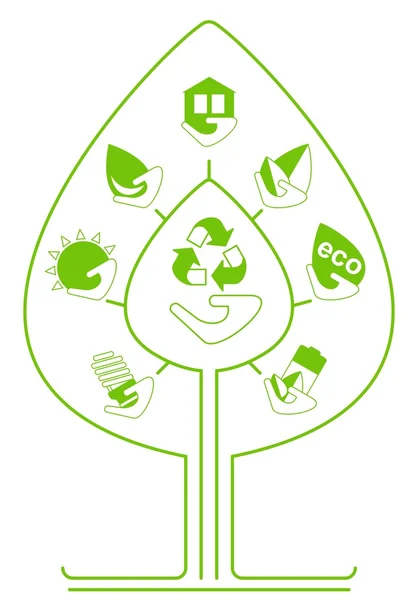 Conjunto de ícones do ambiente como árvore — Vetor de Stock