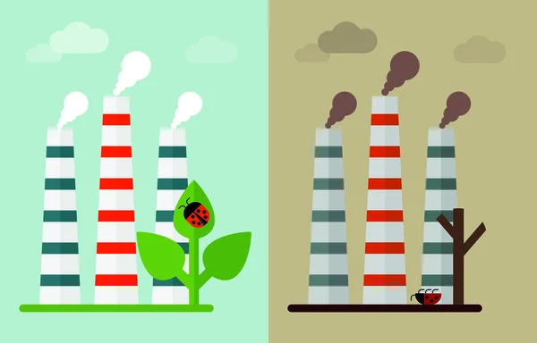 Catástrofe ecológica contaminación medio ambiente — Vector de stock