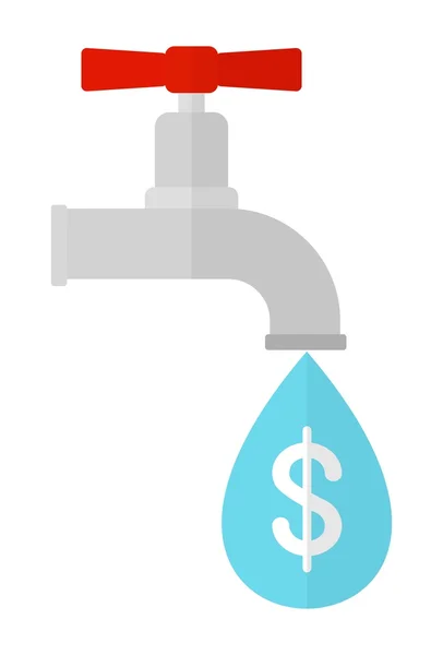 Ecología dólares del agua en gota de agua — Vector de stock