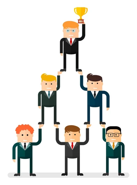 Pyramide de travail d'équipe et tasse — Image vectorielle