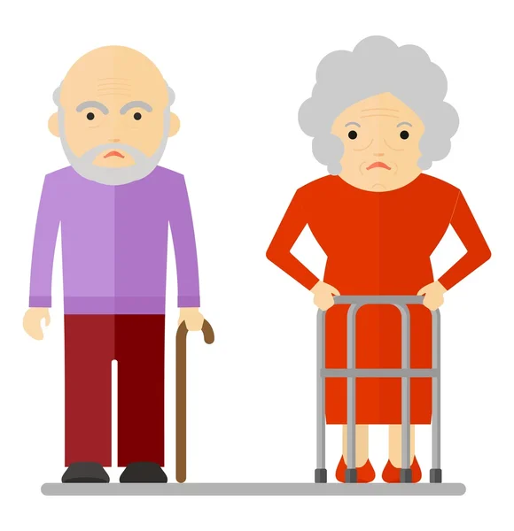 Ηλικιωμένο ζευγάρι λυπημένος — Διανυσματικό Αρχείο