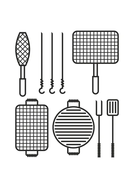 Bbq set of barbecue grill — Stockvector