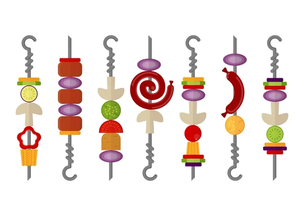 Bbq conjunto de kebabs — Vector de stock