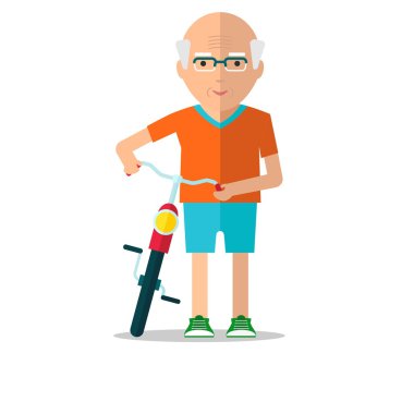 yaşlı bir adam yürümek bisiklet ile