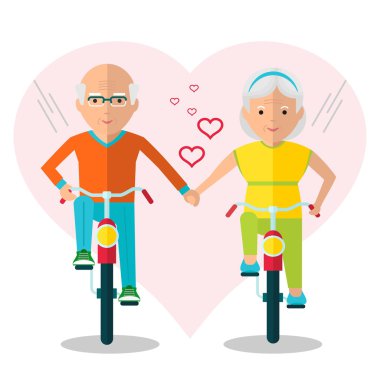yaşlı çift Bisiklet aşık