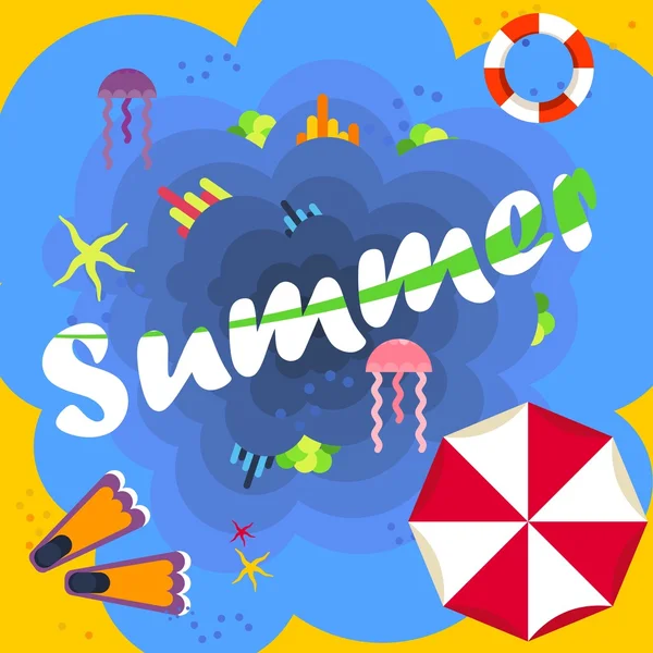 Bright Summer Beach — Stockvector