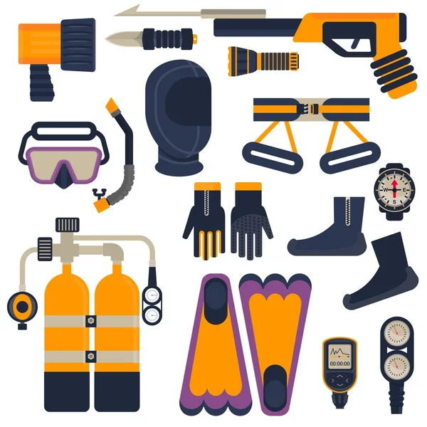 Set of diving equipment — Stock Vector