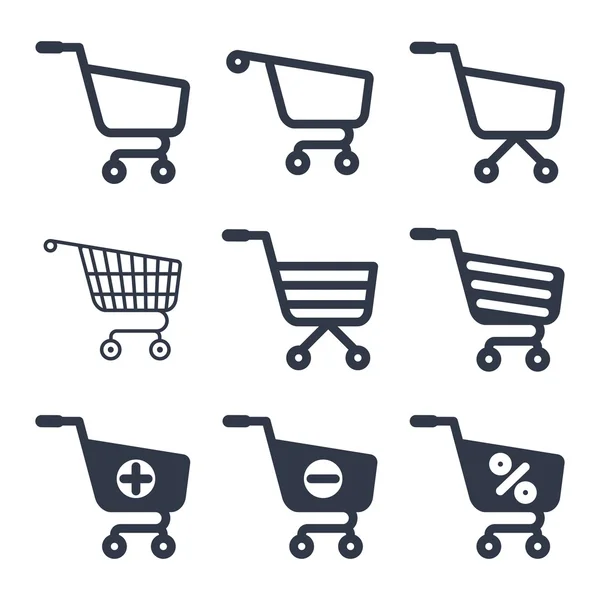 Shopping cart ikoner vektor anger — Stock vektor