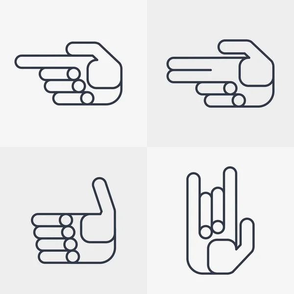 Conjunto de iconos de mano con gestos — Vector de stock