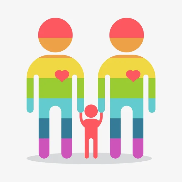 Gelukkige gay jongen familie regenboog pictogram — Stockvector