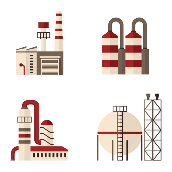 Set di icone impianto edificio energetico — Vettoriale Stock