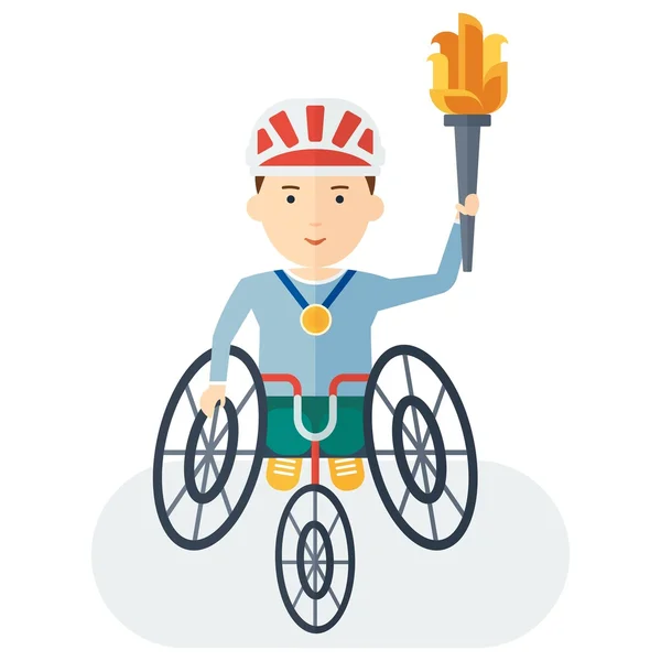 Handicapped athlete holding torch — Stock Vector