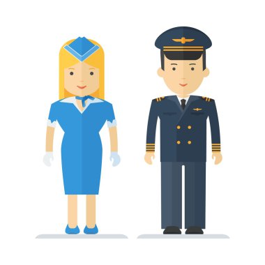 profession pilot and stewardess clipart