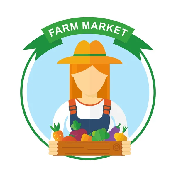 Azienda agricola colore logo donna — Vettoriale Stock