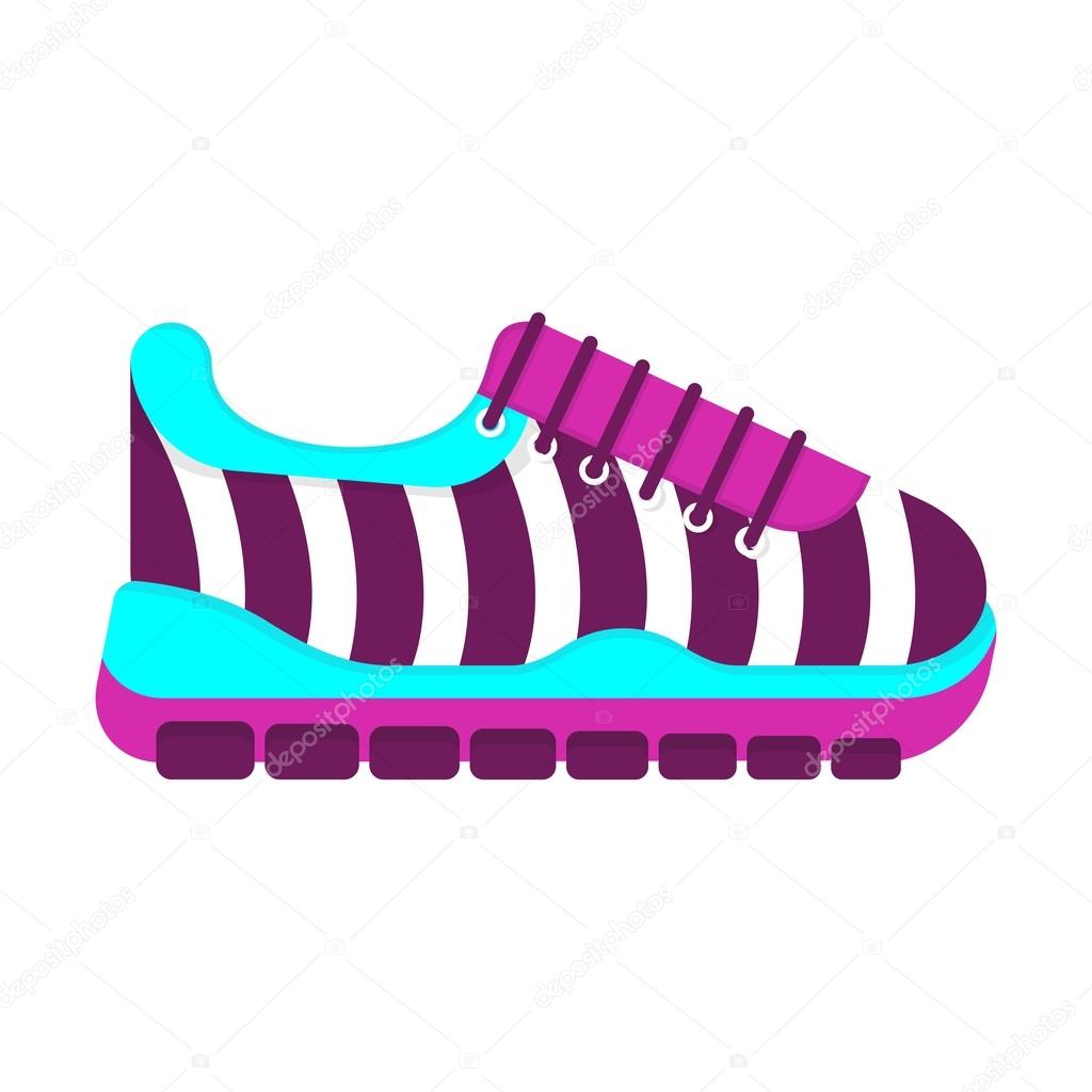 Color fashionable sneakers. Cartoon flat vector illustration. Objects isolated on a white background.