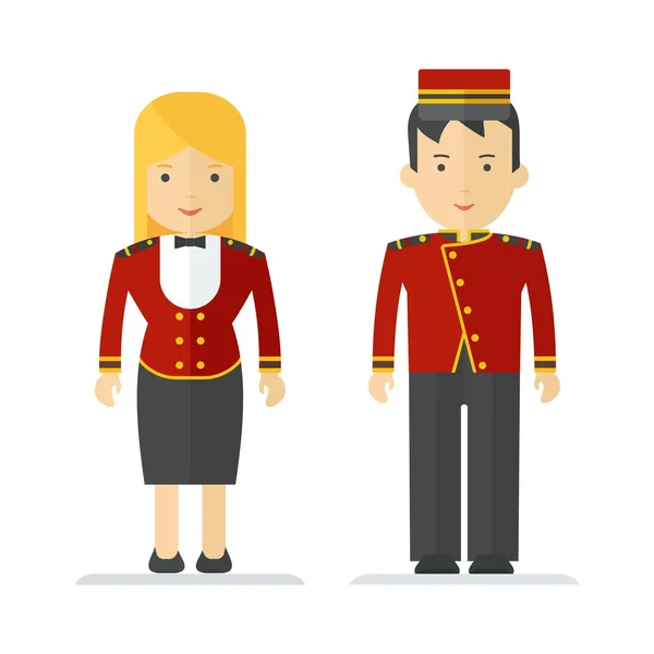 Profession hôtel service homme et femme — Image vectorielle