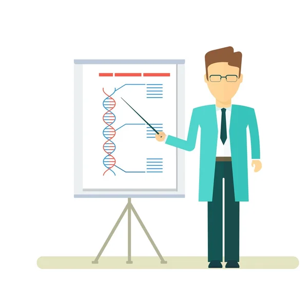 Врач с презентацией на флипчарте — стоковый вектор