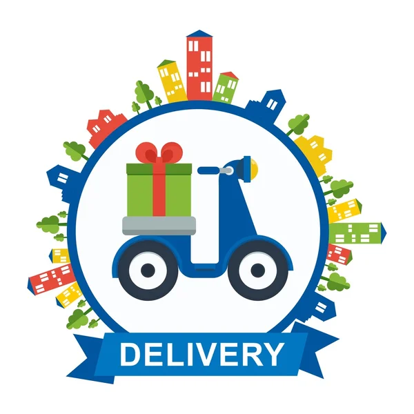 Scooter delivery logo — Stock Vector
