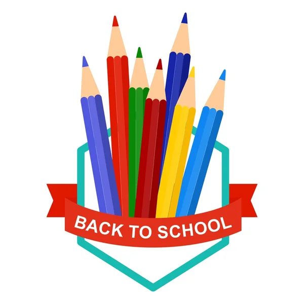 Volver al logo del lápiz escolar — Vector de stock