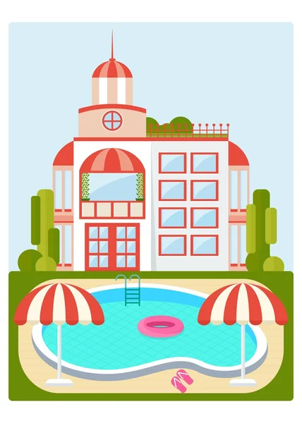 Casa con piscina — Vettoriale Stock