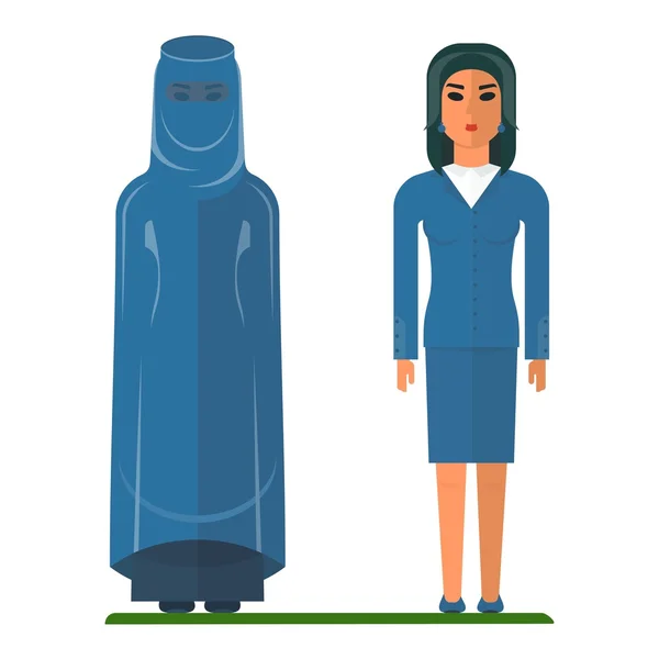 Mujer árabe tradicional y de negocios — Vector de stock