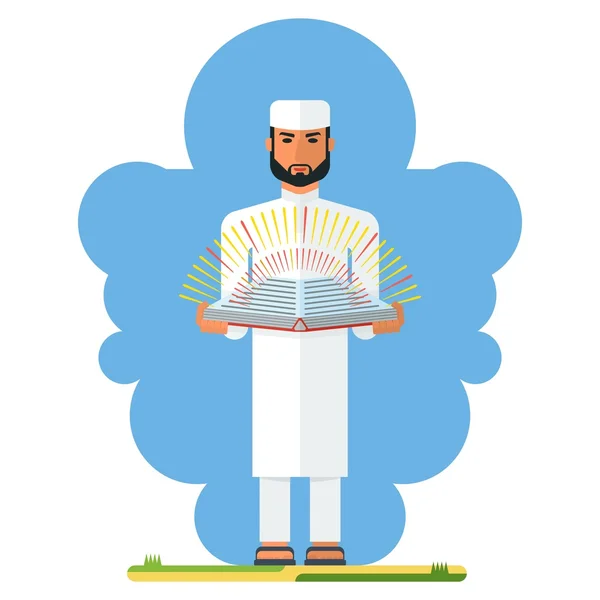 Homme arabe avec livre — Image vectorielle