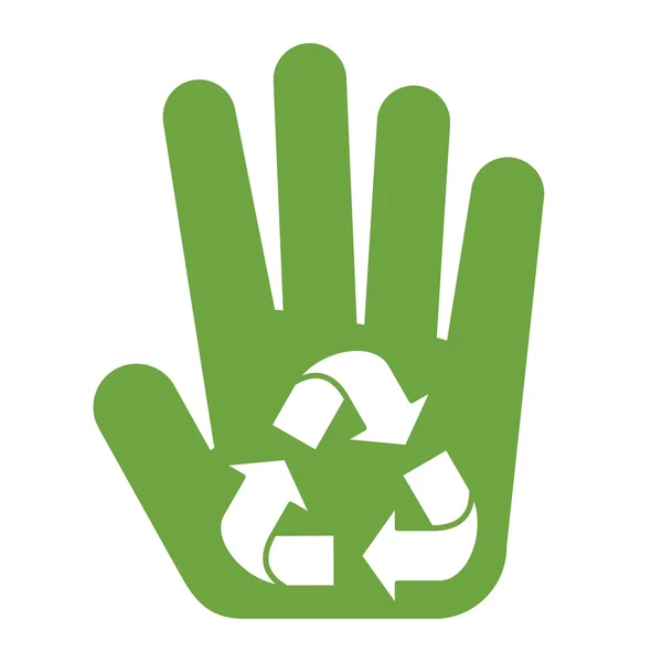 Logo recycle teken op palm — Stockvector