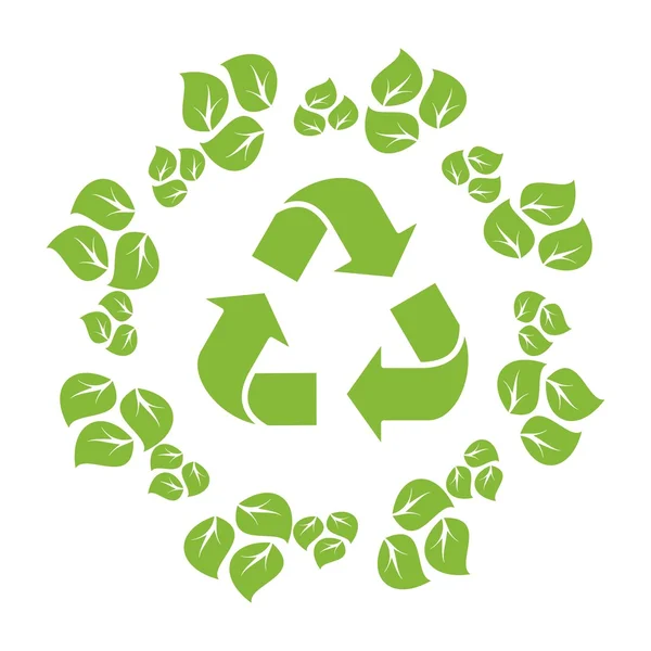 Logo recycler signe et feuilles — Image vectorielle