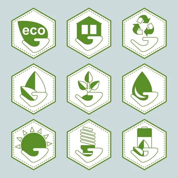 Zestaw ikon ekologicznych — Wektor stockowy