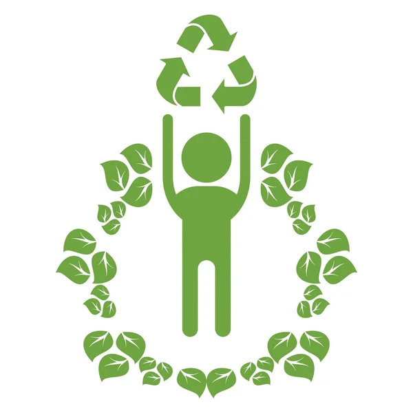 Personnes avec signe de recyclage — Image vectorielle