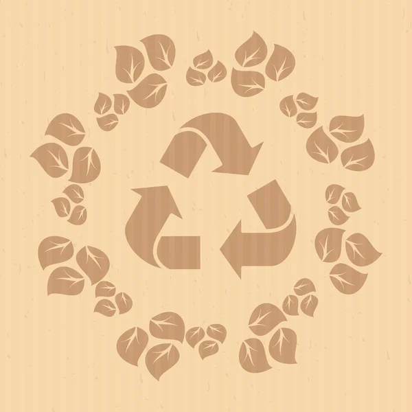 Recycle logo on craft brown — Stock Vector