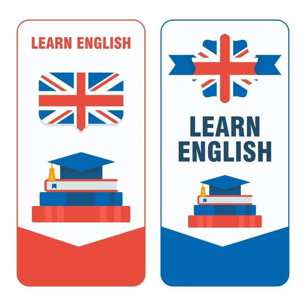 Aprender Inglês adesivo — Vetor de Stock