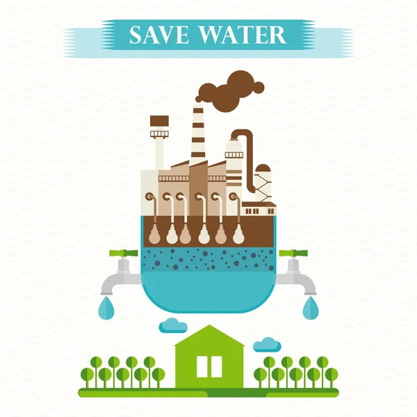 Salvar cartaz de água — Vetor de Stock