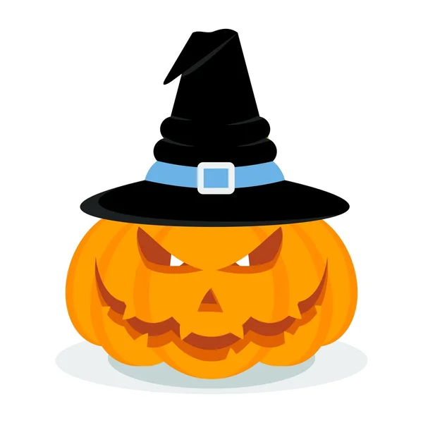 Citrouille d'Halloween avec chapeau — Image vectorielle