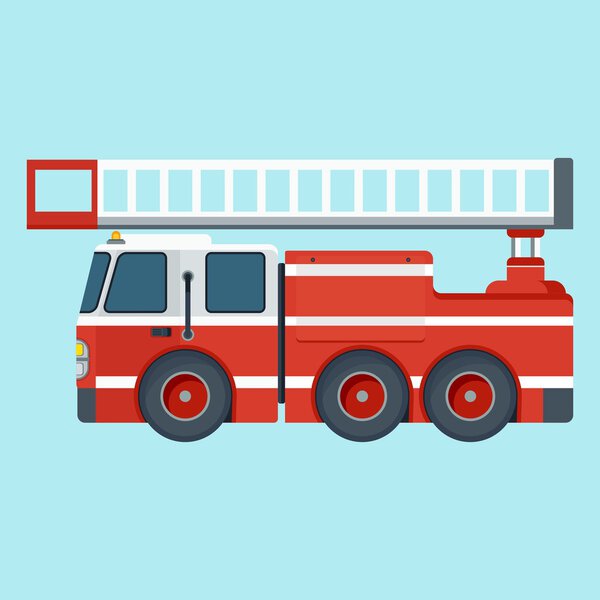 пожарная машина на синем фоне
