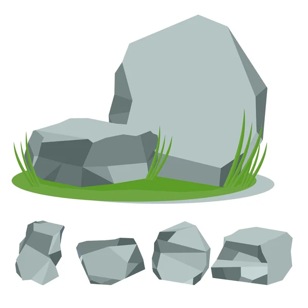 Rock steen met gras — Stockvector