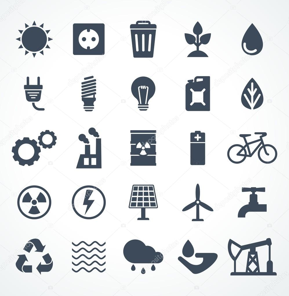 vector set of energy black icon