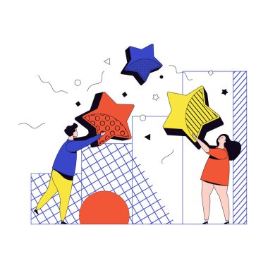 İnsanlar kafalarının üzerine büyük yıldızlar diktiler. Müşteri geribildirimi.