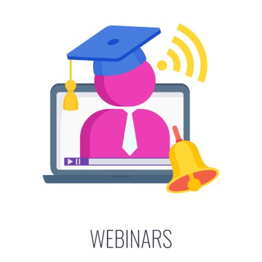 Simge takın. Çevrimiçi toplantı. Moda düz vektör biçimi.