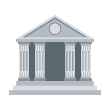 Banka binası düz vektör simgesi. Klasik görünüm.