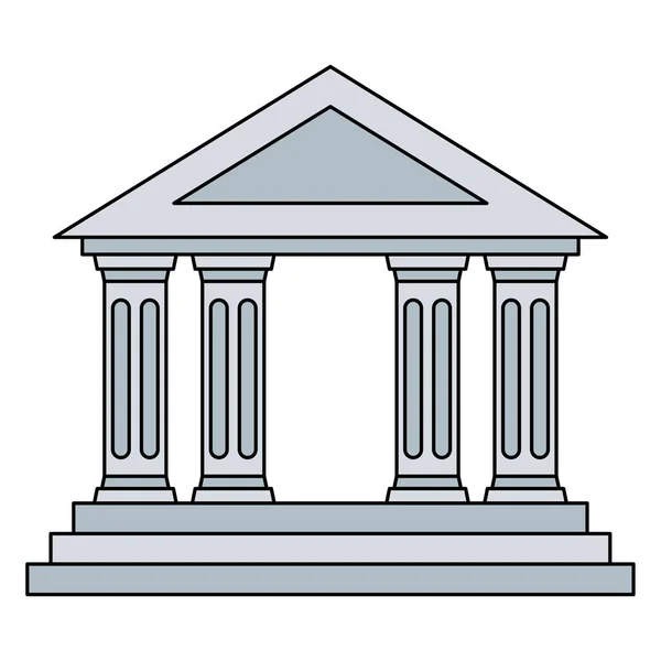 Bank building outline flat vector icon. Classic view. — Stock Vector