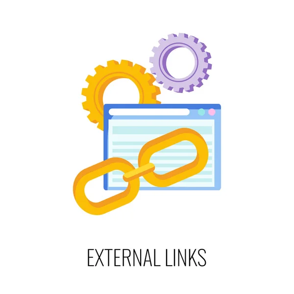 External link flat icon. SEO, increase the quantity and quality of traffic — Stock Vector