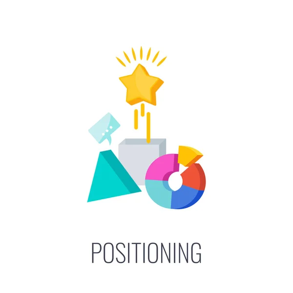 Positionering varumärke platt vektor ikon. Strategi och förvaltning. — Stock vektor