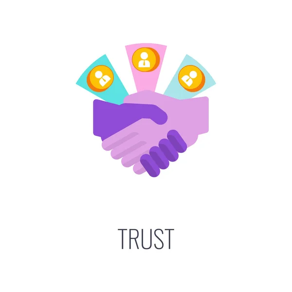 Vertrouw icoon. Loyaliteit aan het merk, bedrijf en product. — Stockvector