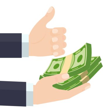 Elinde bir yığın kağıt banknot tutan bir işadamı..